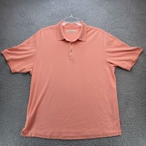 TOMMY BAHAMA Polo Shirt Mens Size XL Coral Ribbed Short Sleeve Rugby Soft Modal